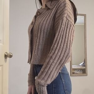 Hippie Rose Brown Chunky Knit Cardigan